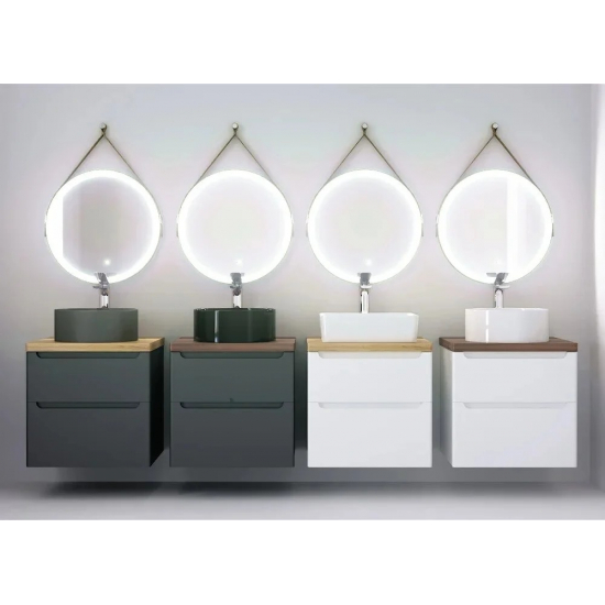 Тумба с раковиной JORNO Wood 60, серая, темная столешница