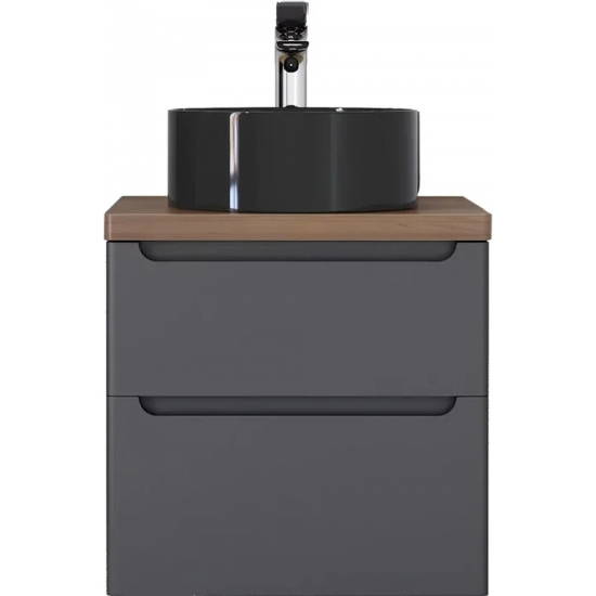 Тумба с раковиной JORNO Wood 60, серая, темная столешница