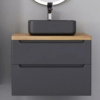 Тумба с раковиной JORNO Wood 80, серая, светлая столешница