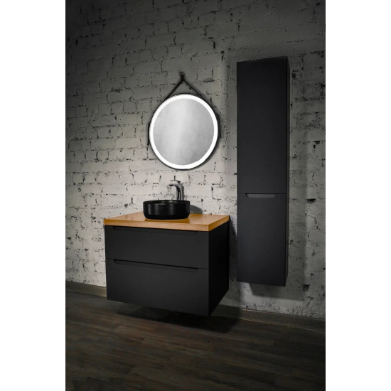 Тумба с раковиной JORNO Wood 80, серая, светлая столешница