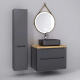 Тумба с раковиной JORNO Wood 80, серая, светлая столешница