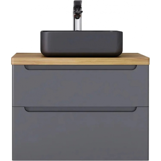 Тумба с раковиной JORNO Wood 80, серая, светлая столешница