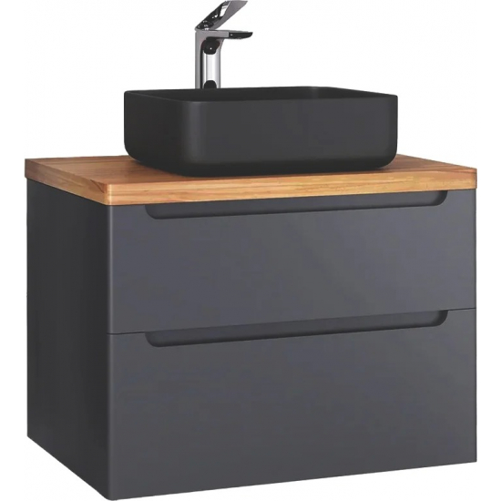 Тумба с раковиной JORNO Wood 80, серая, светлая столешница
