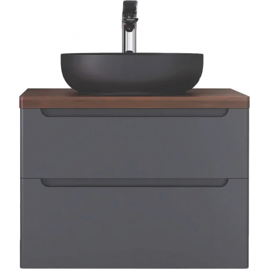 Тумба с раковиной JORNO Wood 80, серая, темная столешница