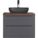 Тумба с раковиной JORNO Wood 80, серая, темная столешница