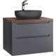 Тумба с раковиной JORNO Wood 80, серая, темная столешница
