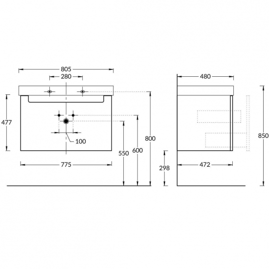 Тумба с раковиной KERAMA MARAZZI Buongiorno 80 белая