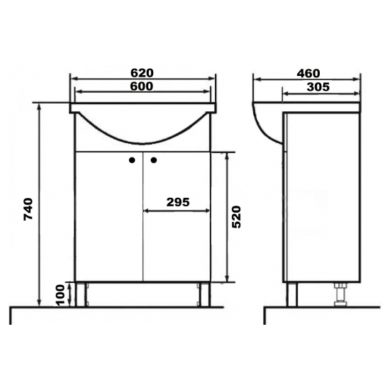 Тумба с раковиной LORANTO Моника 60 напольная
