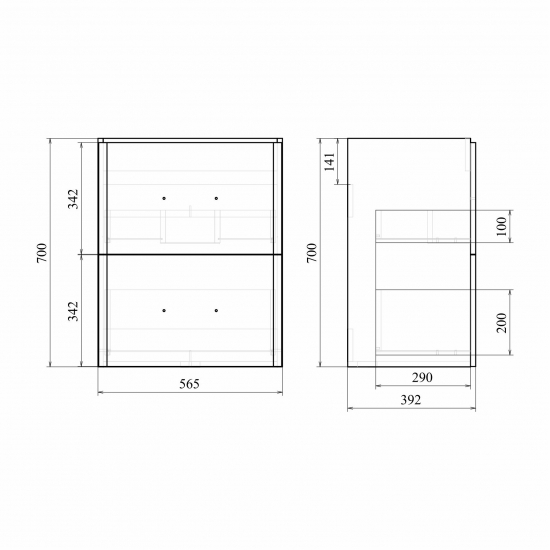 Тумба с раковиной MIRSANT Fuji 60/2 напольная, раковина Deep 60