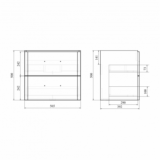 Тумба с раковиной MIRSANT Fuji 60 подвесная, раковина Fest 60