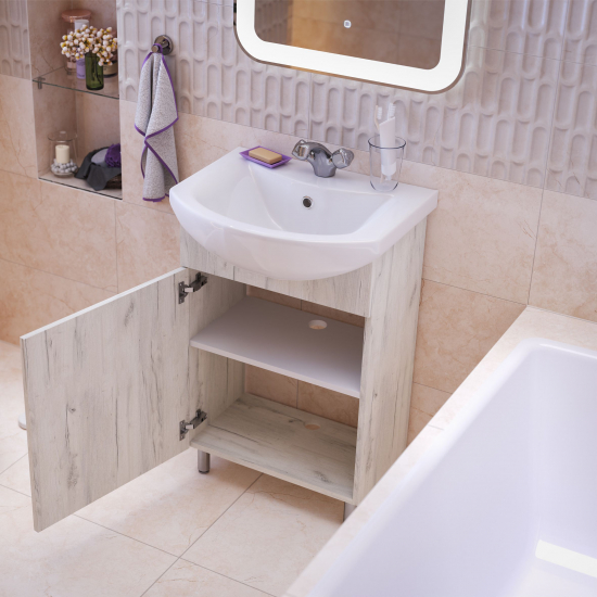 Тумба с раковиной MIRSANT Grace 50 напольная, раковина Балтика 50