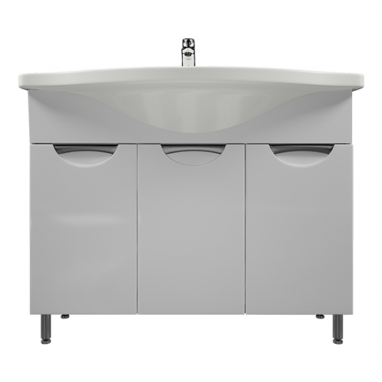 Тумба с раковиной MIRSANT Камилла 100/3 напольная, 3 двери, раковина Эльбрус 100