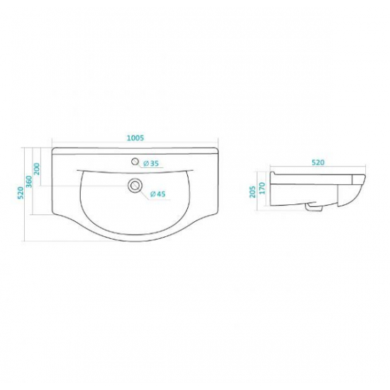 Тумба с раковиной MIRSANT Камилла 100/3 напольная, 3 двери, раковина Эльбрус 100
