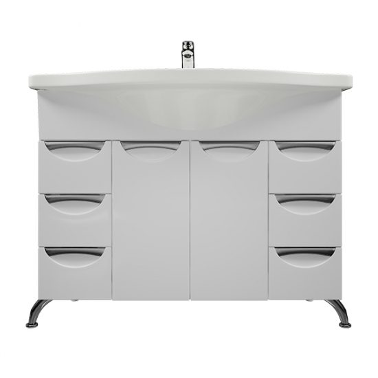 Тумба с раковиной MIRSANT Камилла 100 напольная, 2 двери 6 ящиков, раковина Эльбрус 100