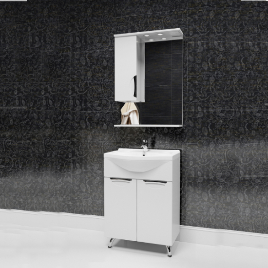 Тумба с раковиной MIRSANT Камилла 60 напольная, раковина Байкал 60