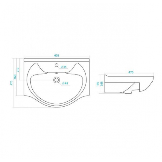 Тумба с раковиной MIRSANT Камилла 60 напольная, раковина Байкал 60