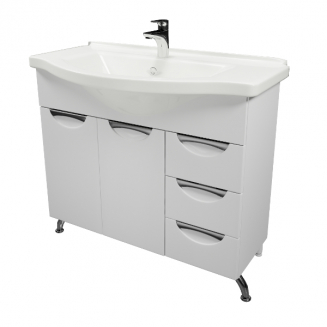 Тумба с раковиной MIRSANT Камилла 90 напольная, 3 ящика, раковина Эльбрус 90