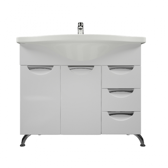 Тумба с раковиной MIRSANT Камилла 90 напольная, 3 ящика, раковина Эльбрус 90