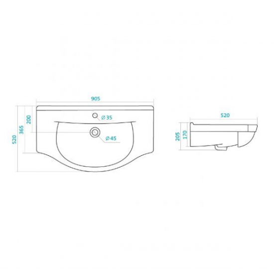 Тумба с раковиной MIRSANT Камилла 90 напольная, 3 ящика, раковина Эльбрус 90