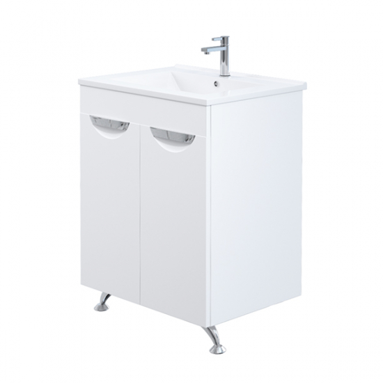 Тумба с раковиной MIRSANT Камилла Quadro 60 напольная, белая