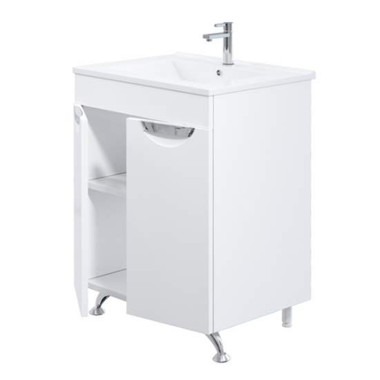 Тумба с раковиной MIRSANT Камилла Quadro 60 напольная, белая