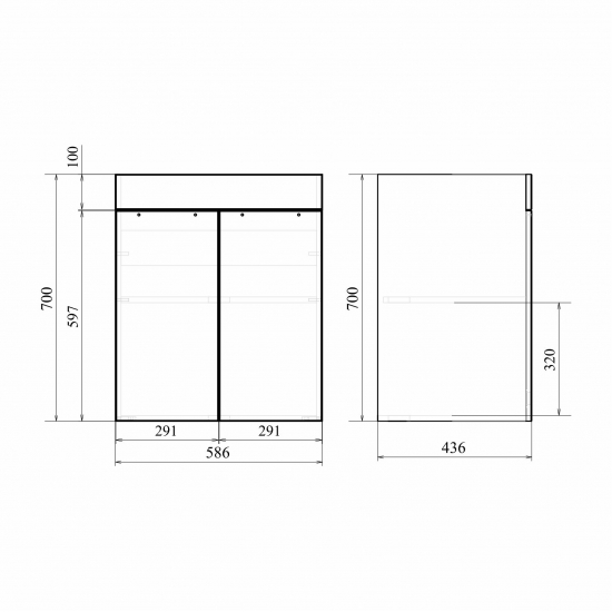 Тумба с раковиной MIRSANT Камилла Quadro 60 напольная, белая