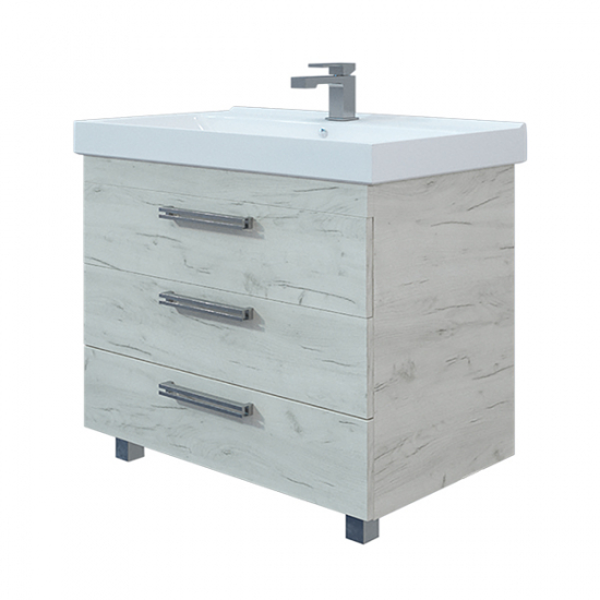 Тумба с раковиной MIRSANT Мальта 100 напольная, белый дуб 