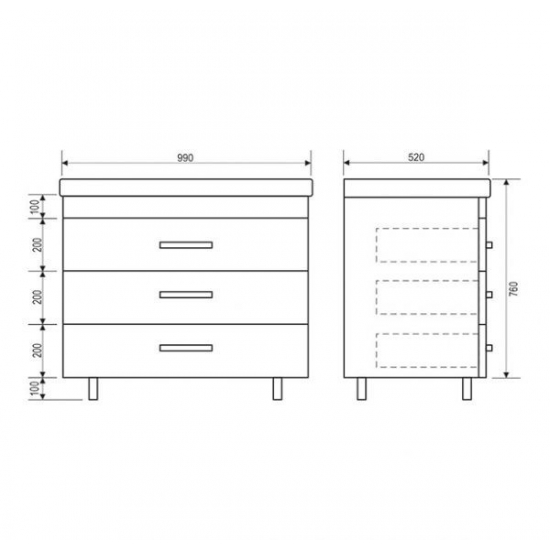 Тумба с раковиной MIRSANT Мальта 100 напольная, белый дуб 