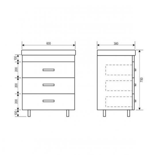 Тумба с раковиной MIRSANT Мальта 60 напольная, белый дуб