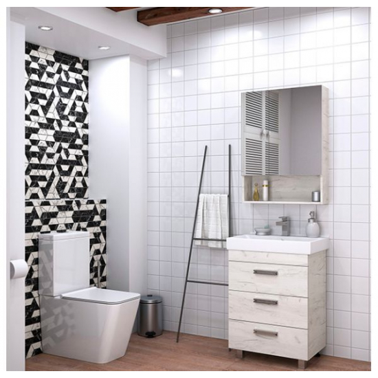 Тумба с раковиной MIRSANT Мальта 80 напольная, белый дуб