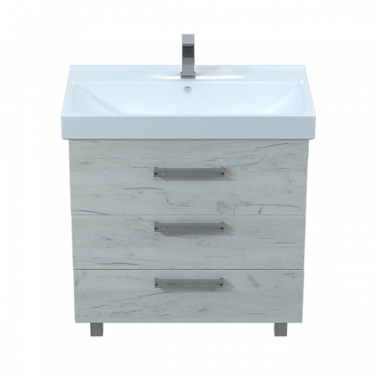 Тумба с раковиной MIRSANT Мальта 80 напольная, белый дуб