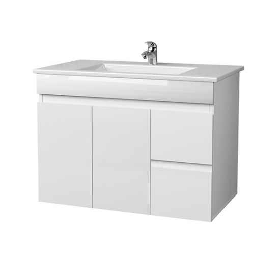 Тумба с раковиной MIRSANT Next 100/1 подвесная,  2 двери, 2 ящика