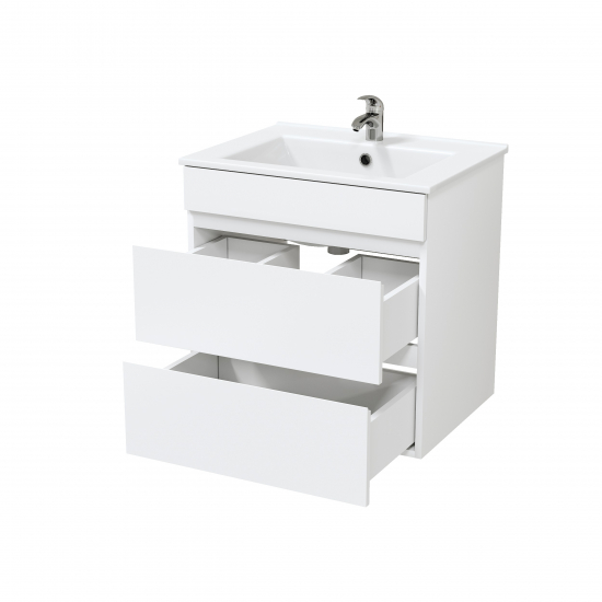 Тумба с раковиной MIRSANT Next 60/2 подвесная, 2 ящика, раковина Next 60