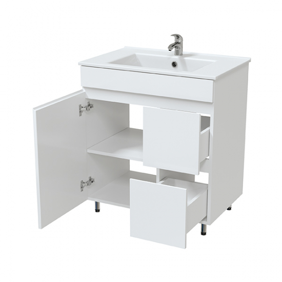 Тумба с раковиной MIRSANT Next 70 напольная, 1 дверь 2 ящика, раковина Next 70