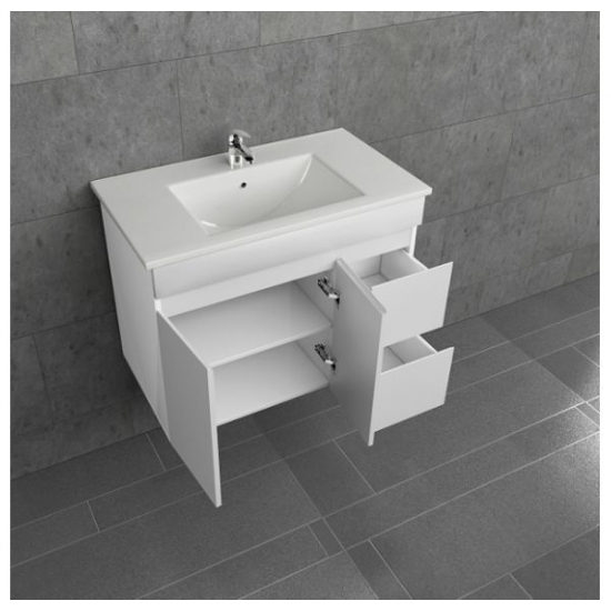 Тумба с раковиной MIRSANT Next 80/1 подвесная, 2 двери 2 ящика, раковина Next 80