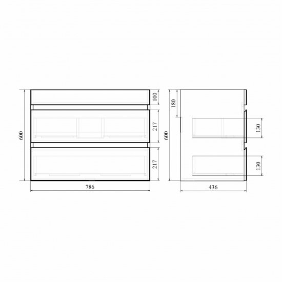 Тумба с раковиной MIRSANT Next 80/2 подвесная, 2 ящика, раковина Premier