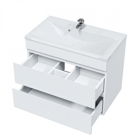 Тумба с раковиной MIRSANT Next 80/2 подвесная, 2 ящика, раковина Premier