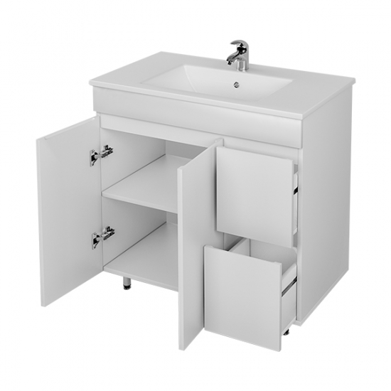 Тумба с раковиной MIRSANT Next 80 напольная, 2 двери 2 ящика, раковина Premier