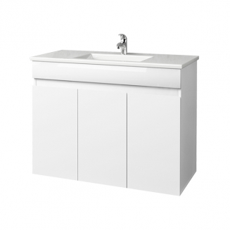 Тумба с раковиной MIRSANT Next 80 подвесная, 3 двери, раковина Premier