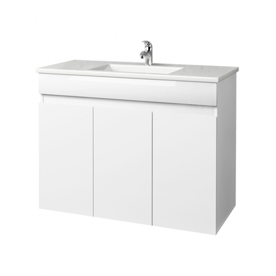 Тумба с раковиной MIRSANT Next 80 подвесная, 3 двери, раковина Premier