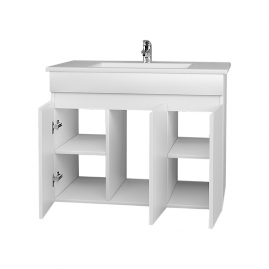 Тумба с раковиной MIRSANT Next 80 подвесная, 3 двери, раковина Premier