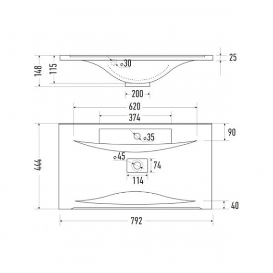 Тумба с раковиной MIRSANT Next 80 подвесная, 3 двери, раковина Premier