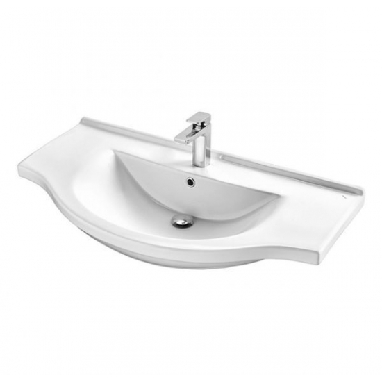 Тумба с раковиной MIRSANT Сандра 100 напольная, 2 двери 6 ящиков, раковина Эльбрус 100