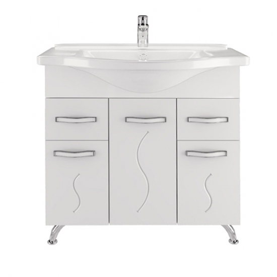 Тумба с раковиной MIRSANT Сандра 80 напольная, раковина Эльбрус 80