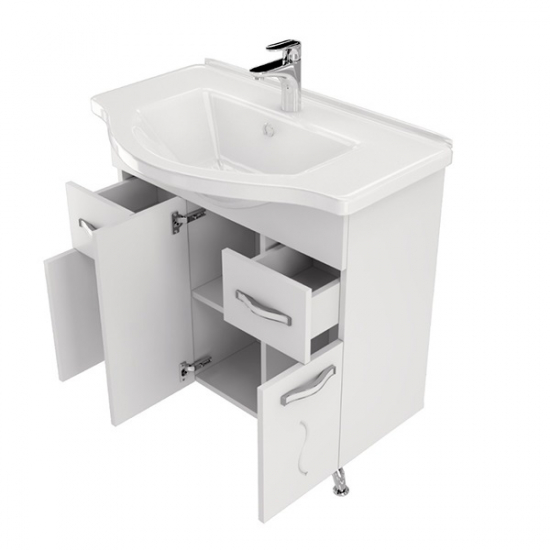 Тумба с раковиной MIRSANT Сандра 80 напольная, раковина Эльбрус 80