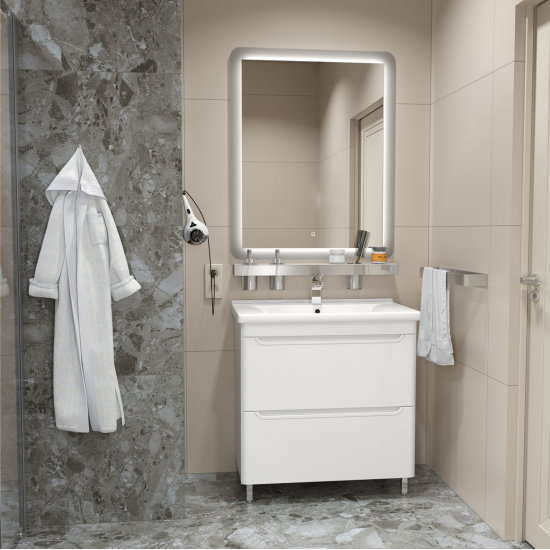 Тумба с раковиной MIRSANT Сити 60 напольная, раковина Миранда 60