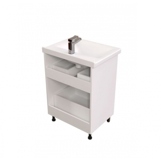 Тумба с раковиной MIRSANT Сити 60 напольная, раковина Миранда 60