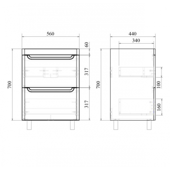 Тумба с раковиной MIRSANT Сити 60 напольная, раковина Миранда 60