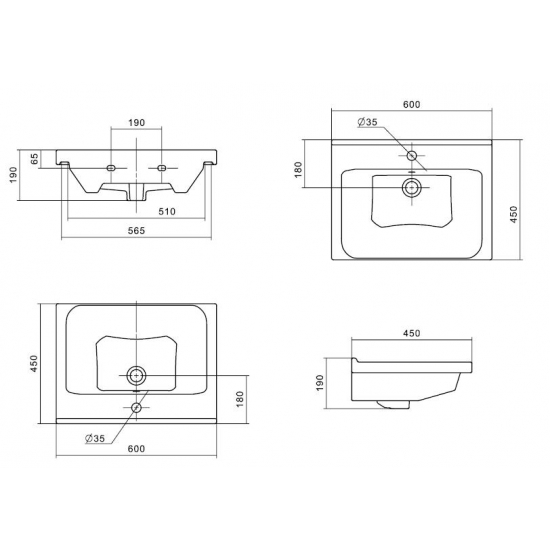 Тумба с раковиной MIRSANT Сити 60 напольная, раковина Миранда 60