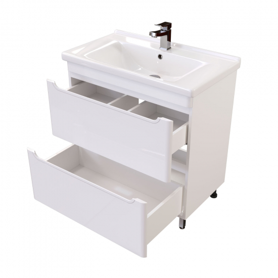 Тумба с раковиной MIRSANT Сити 80 напольная, раковина Миранда 80